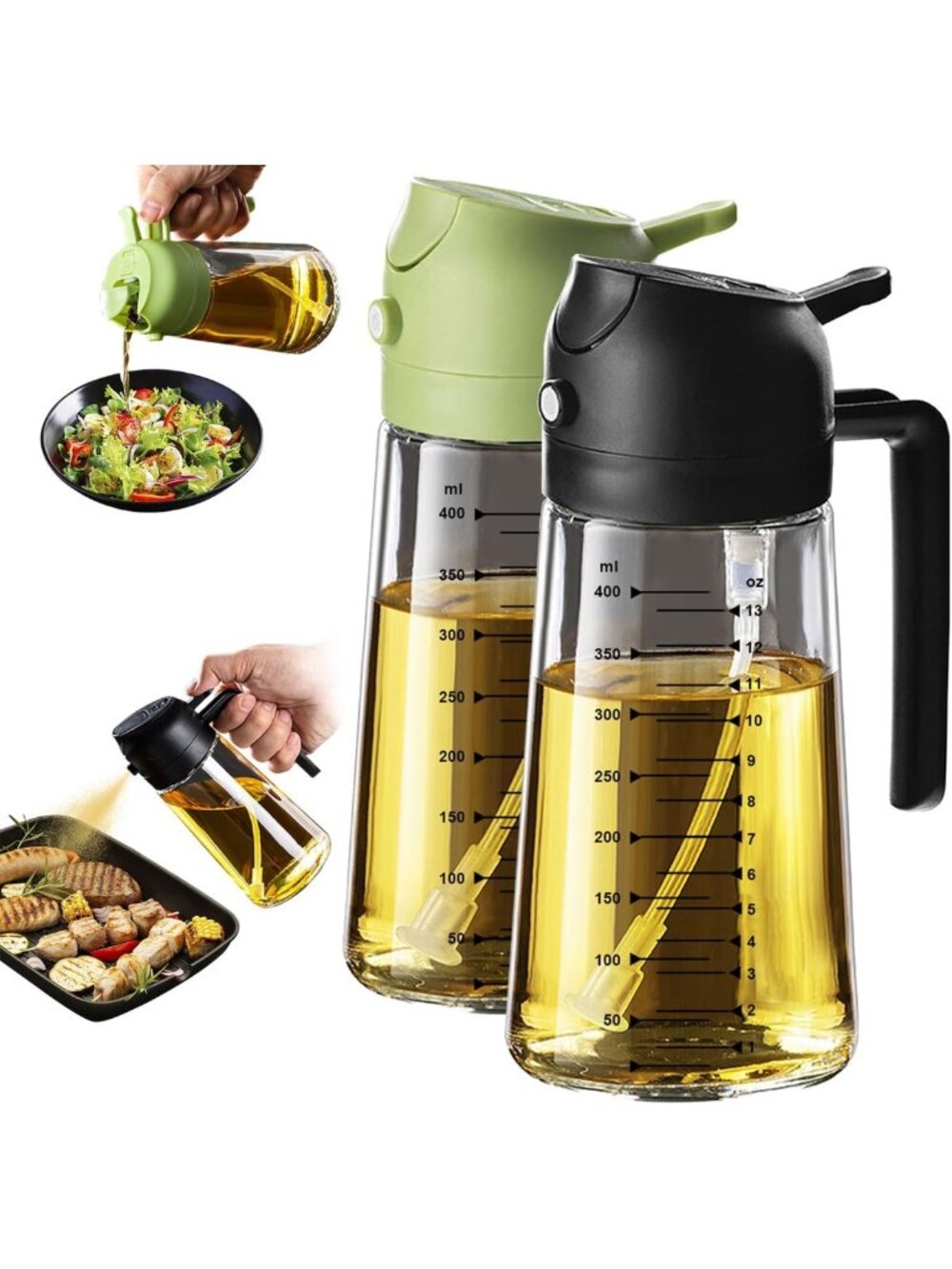 16oz Glass Olive Oil Sprayer & Dispenser Bottle - Kitchen Gadget for Cooking